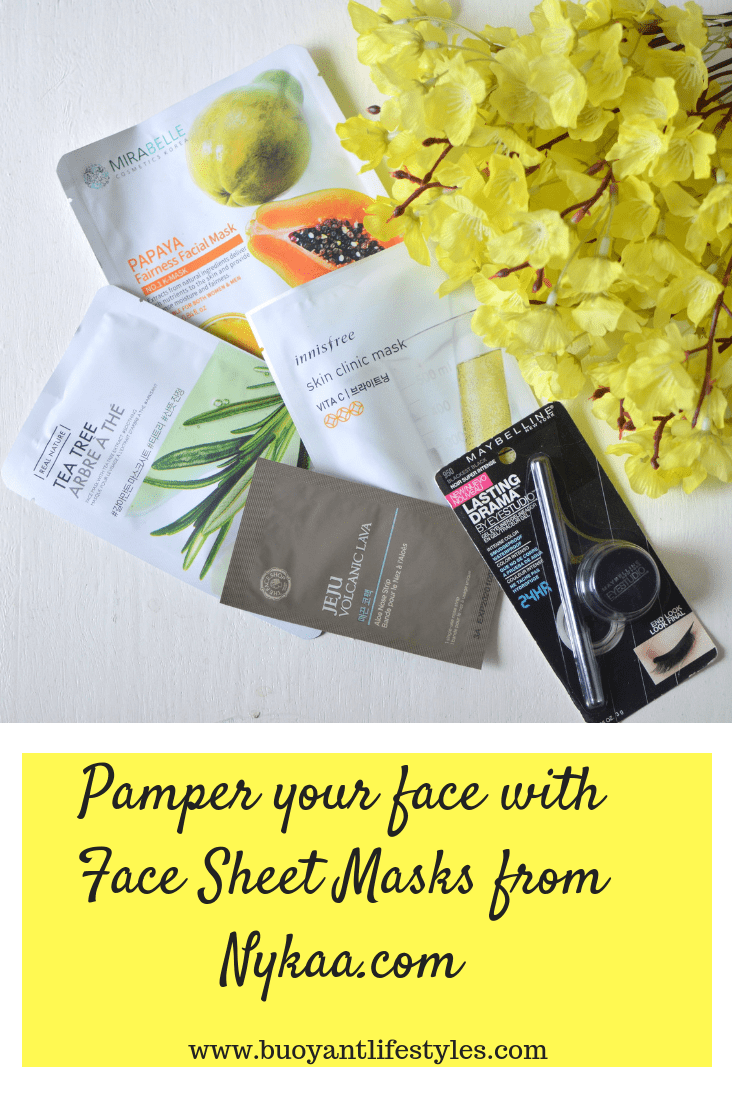 Korean face sheet masks + nykaa website+ the face shop + face